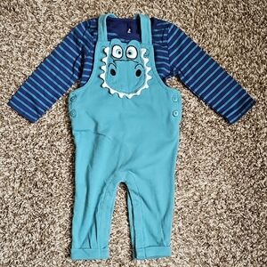 Lullaby Lane Teal And Blue Baby Boy 2-Piece Crocodile Outfit | 6–9 Months